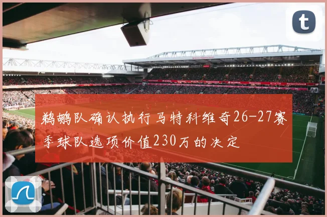 鹈鹕队确认执行马特科维奇26-27赛季球队选项价值230万的决定